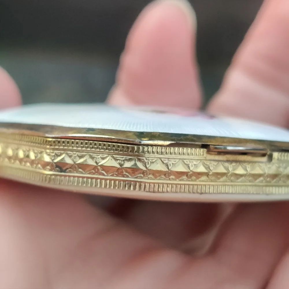 Antique Guilloche Enameled Compact